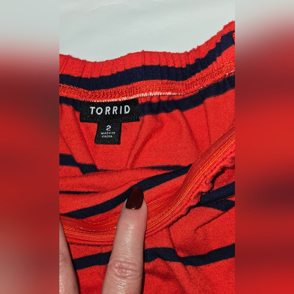 Torrid Strapless Dress Or Coverup Red And Black - Picture 2 of 3